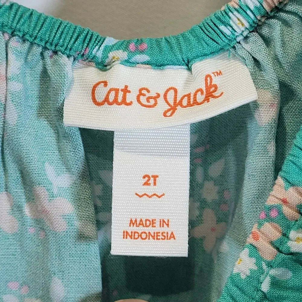 Cat & Jack Toddler Dress, Teal Floral Print, Size 2T, New with Tags